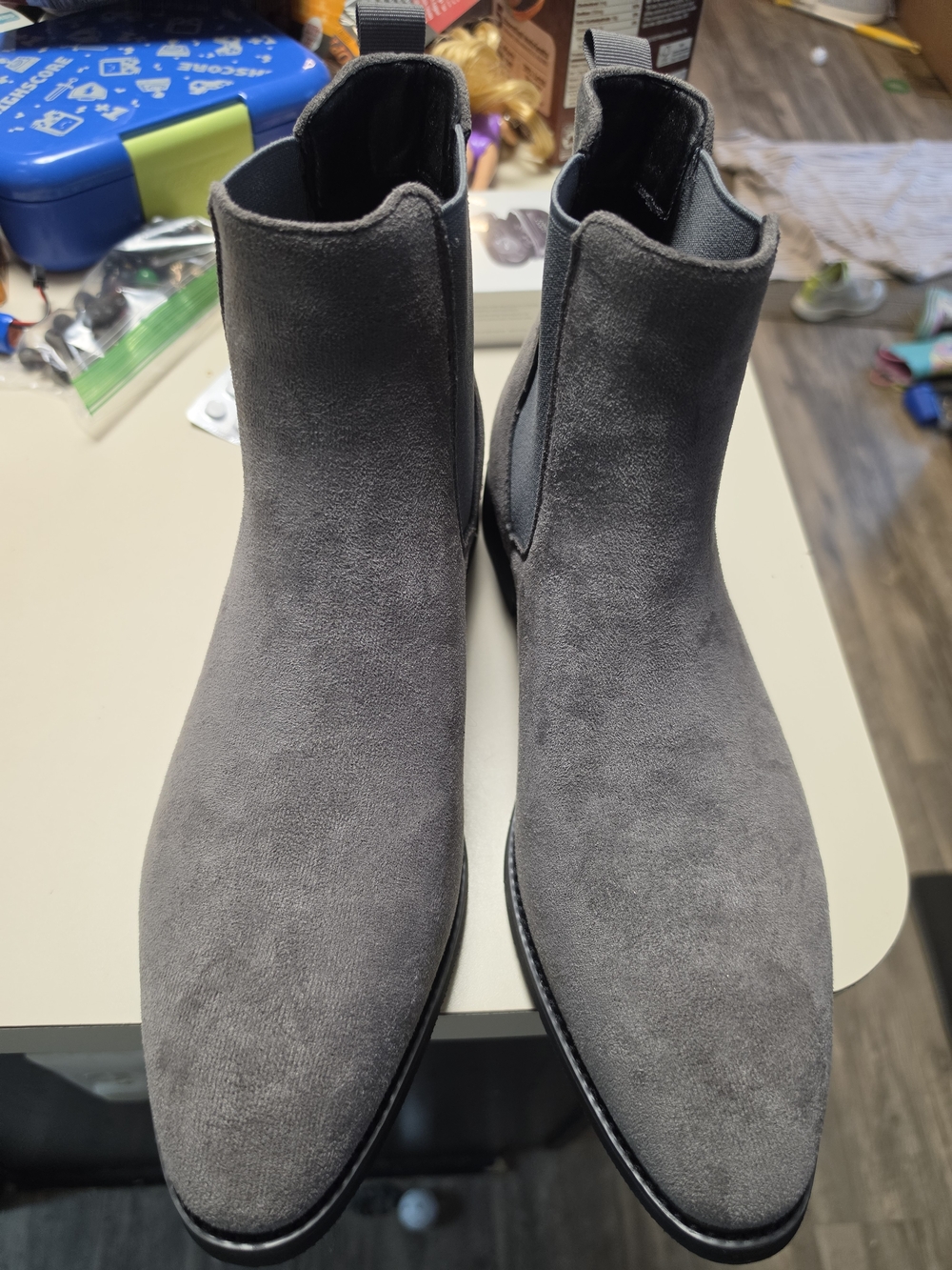 Men's Gray Suede Chelsea Boots Size 46